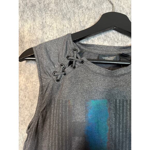 Harley Davidson Womens Small Black Label Gray Shimmer Tank Top - Picture 3 of 7